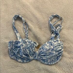 Blue and White Floral Bikini Top